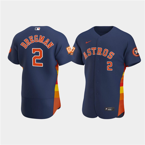 Men's Houston Astros #2 Jose Altuve Navy 60th Anniversary Flex Base Stitched Baseball Jersey Men's Houston Astros #2 Jose Altuve Navy 60th Anniversary Flex Base Stitched Baseball Jersey